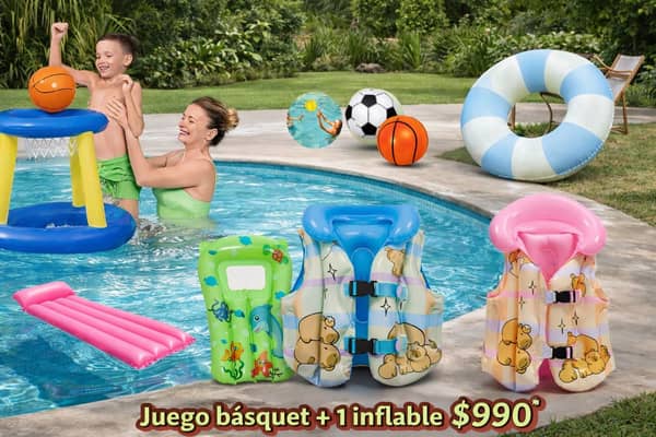 Inflable juego basquet + pelota + 1 inflable elección 